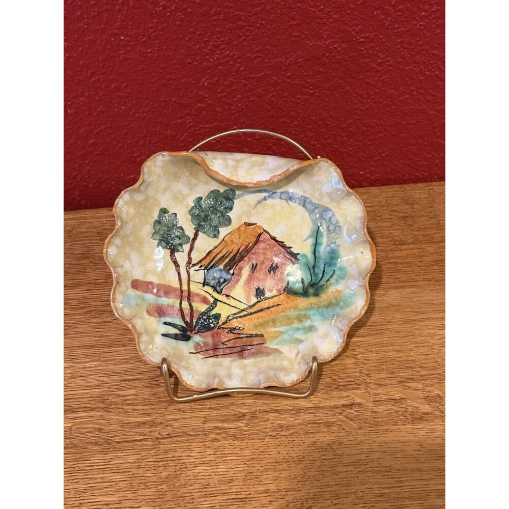 Vintage Hand Painted Italian Cottage Scenery Dish ~ Italy